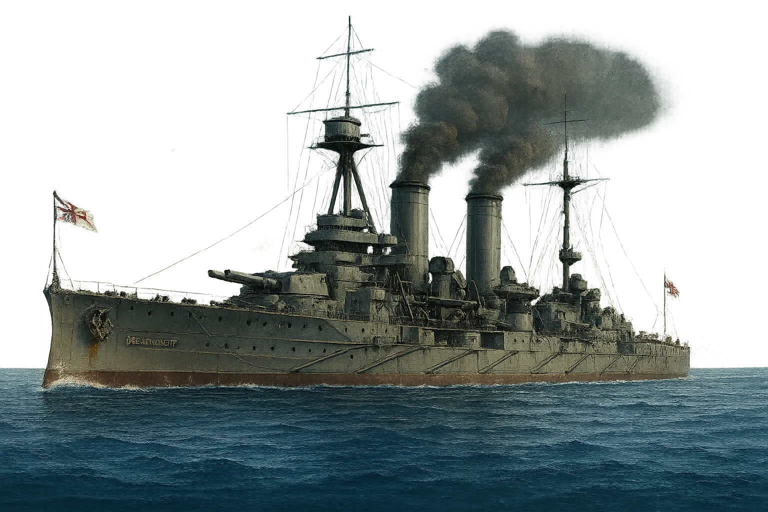Линкор HMS Dreadnought на ходовых испытаниях